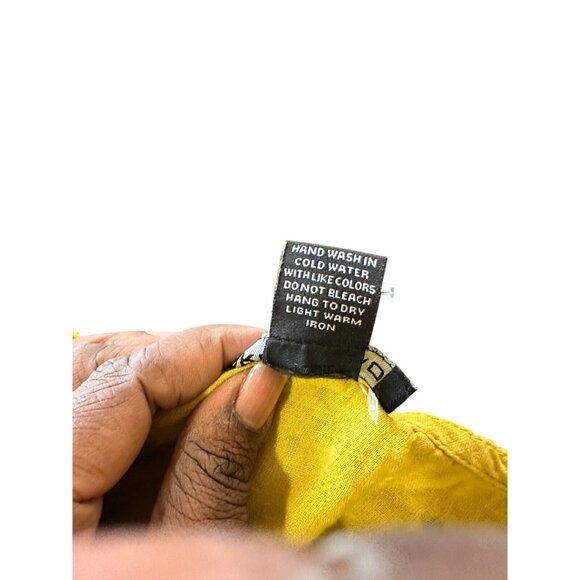 Babydoll Y2K Embroidered Maxi Yellow Dress Puff Sleeves Fairy Cottagecore Sz M - Picture 9 of 14